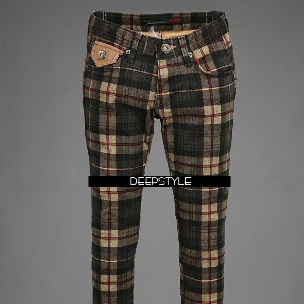 Men's Skinny Plaid Moto Pants - XS (Size 26-27)